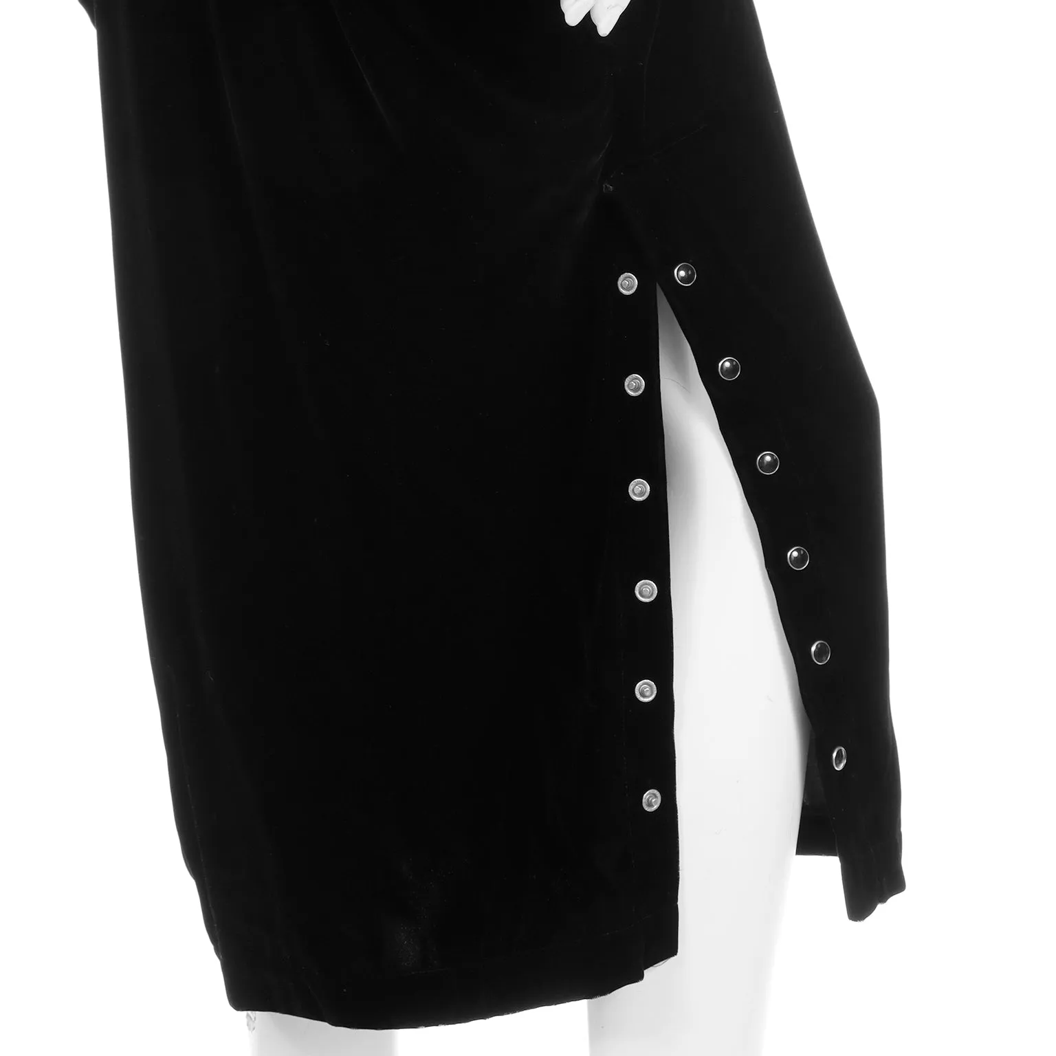 1980s Norma Kamali Black Velvet Sweatshirt Style Oversized Dress