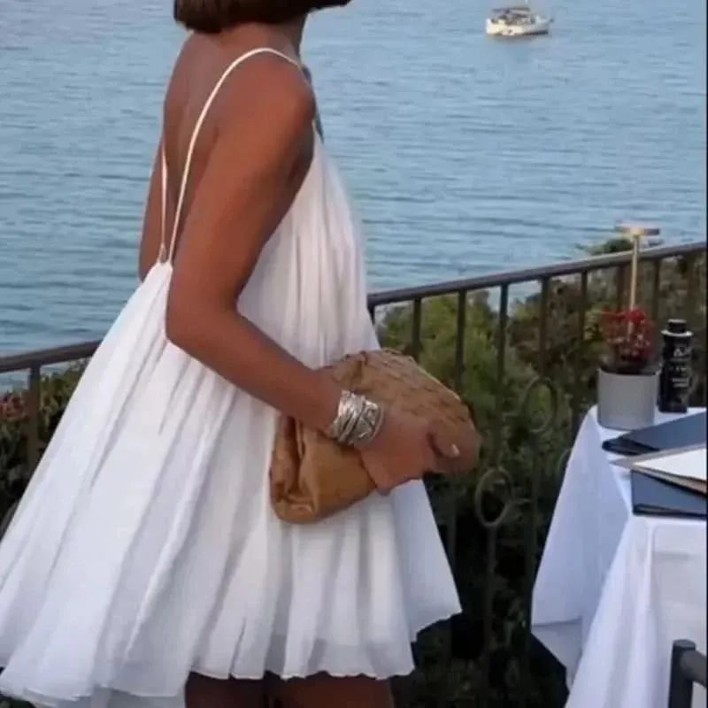 2024 Womens  White Backless Slip Dress - By Lustmia