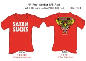 336-6101 T-Shirt, Short Sleeve, Satan Sucks/Foot Soldiers (Red)