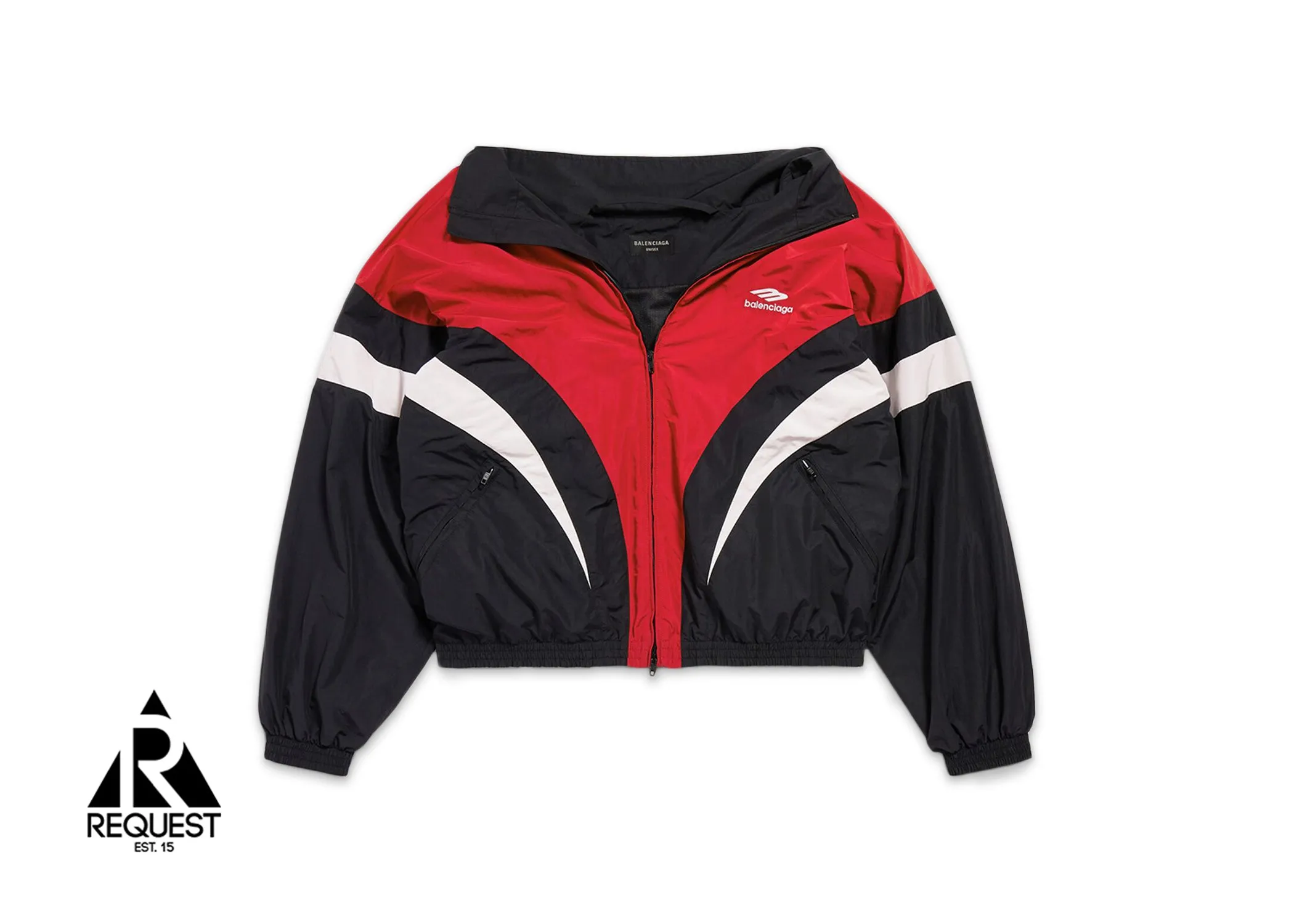 3B Sports Icon Off Shoulder Track Jacket "White Red"