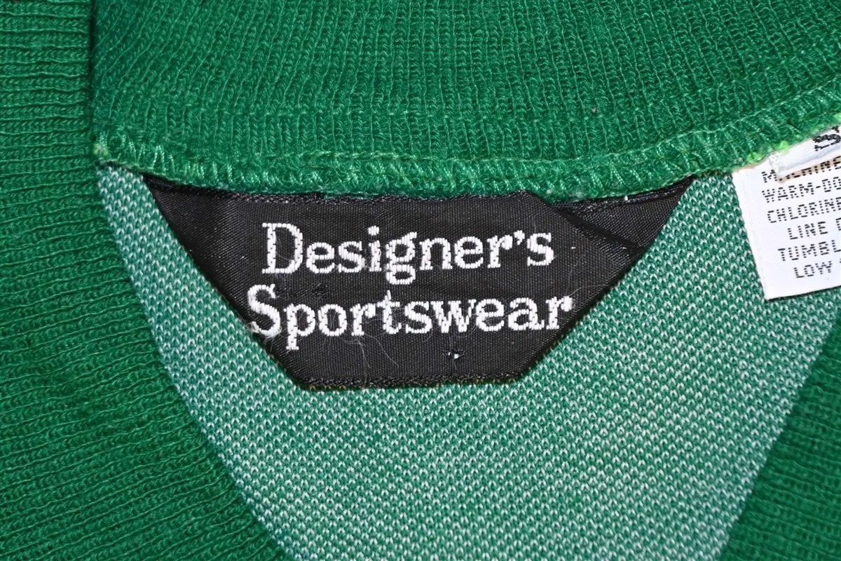 80s Designer Sportswear Green Zip Up Track Jacket Small