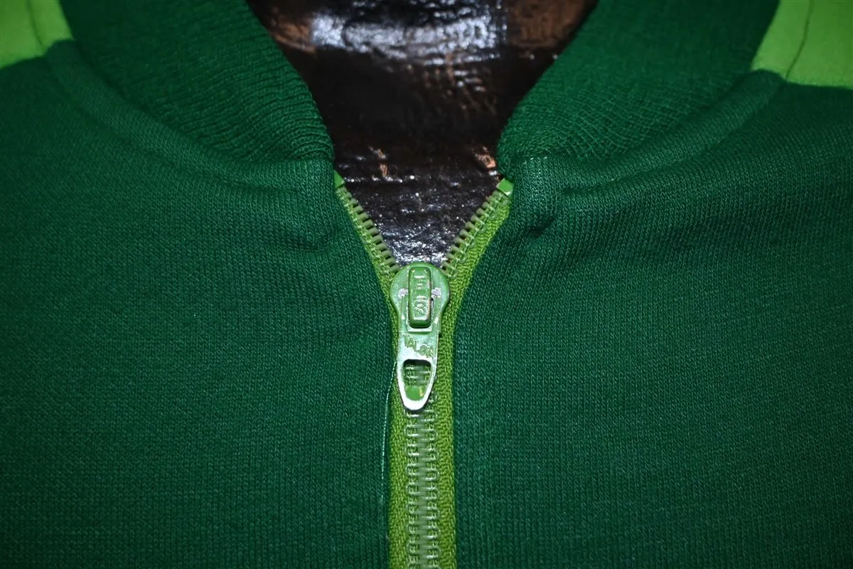 80s Designer Sportswear Green Zip Up Track Jacket Small