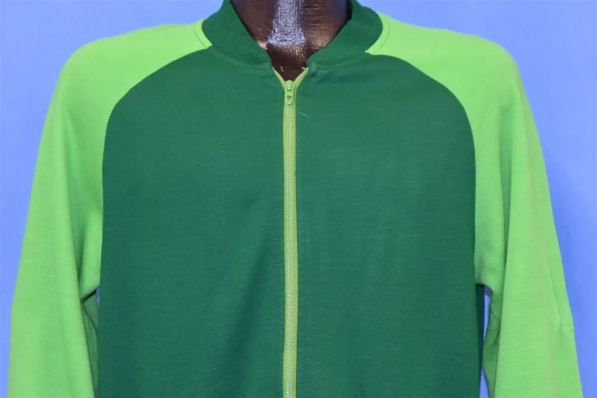 80s Designer Sportswear Green Zip Up Track Jacket Small