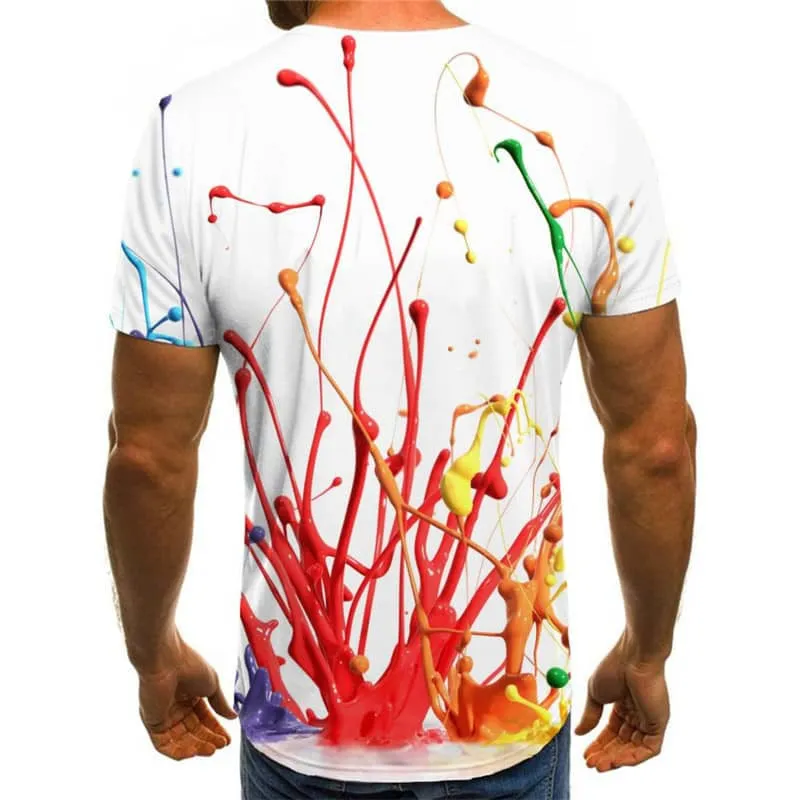 abstract tshirt  Casual shirt 3D personality  art costume men's Casual fun geometric colorful art