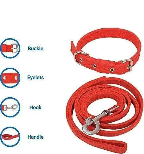 adidog Dog Neck Collar Belts and Leash Set (colour may vary , Medium,  )