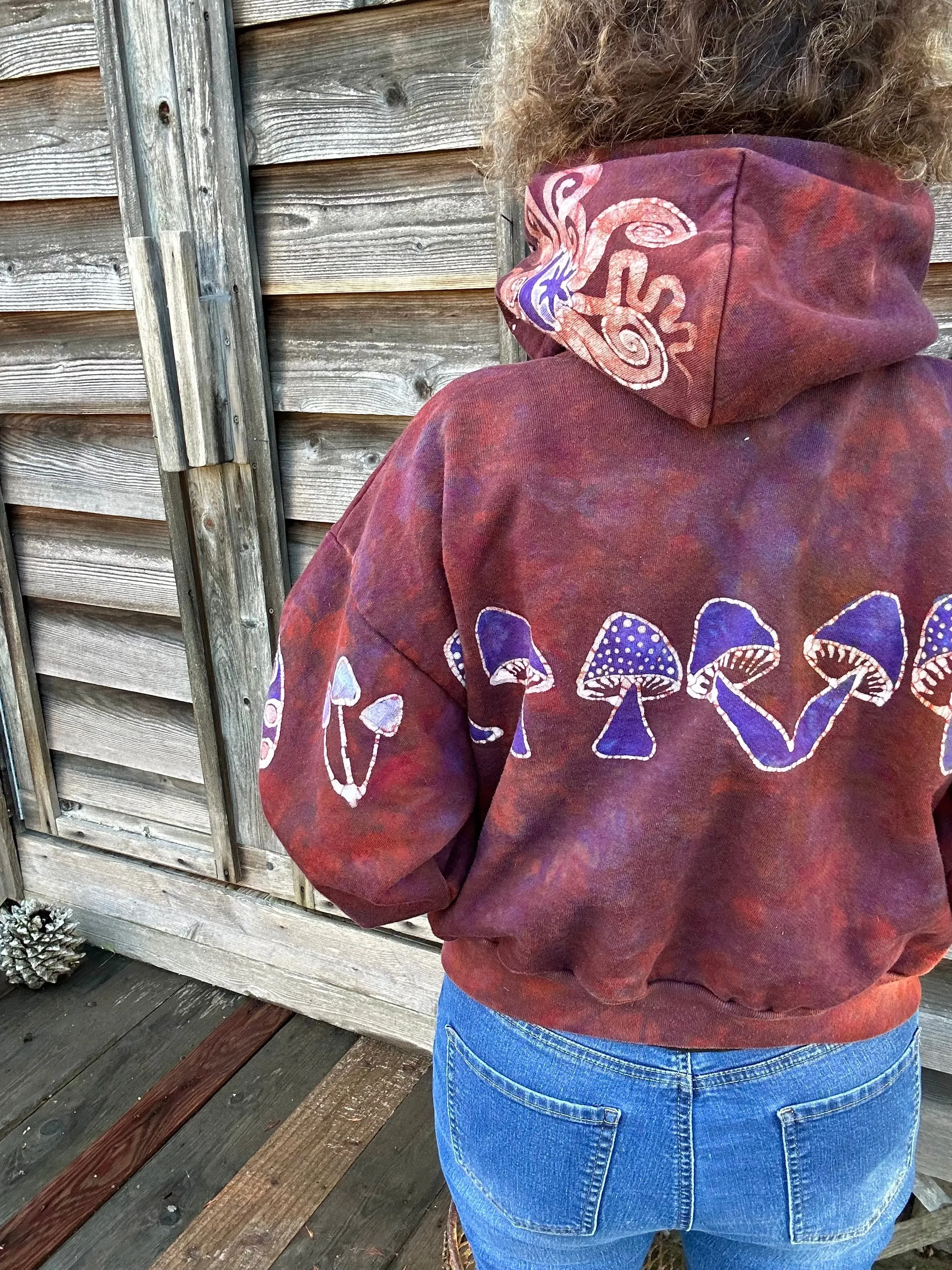 Amanita Mushroom Hunter Batik Hoodie - Naturally Red