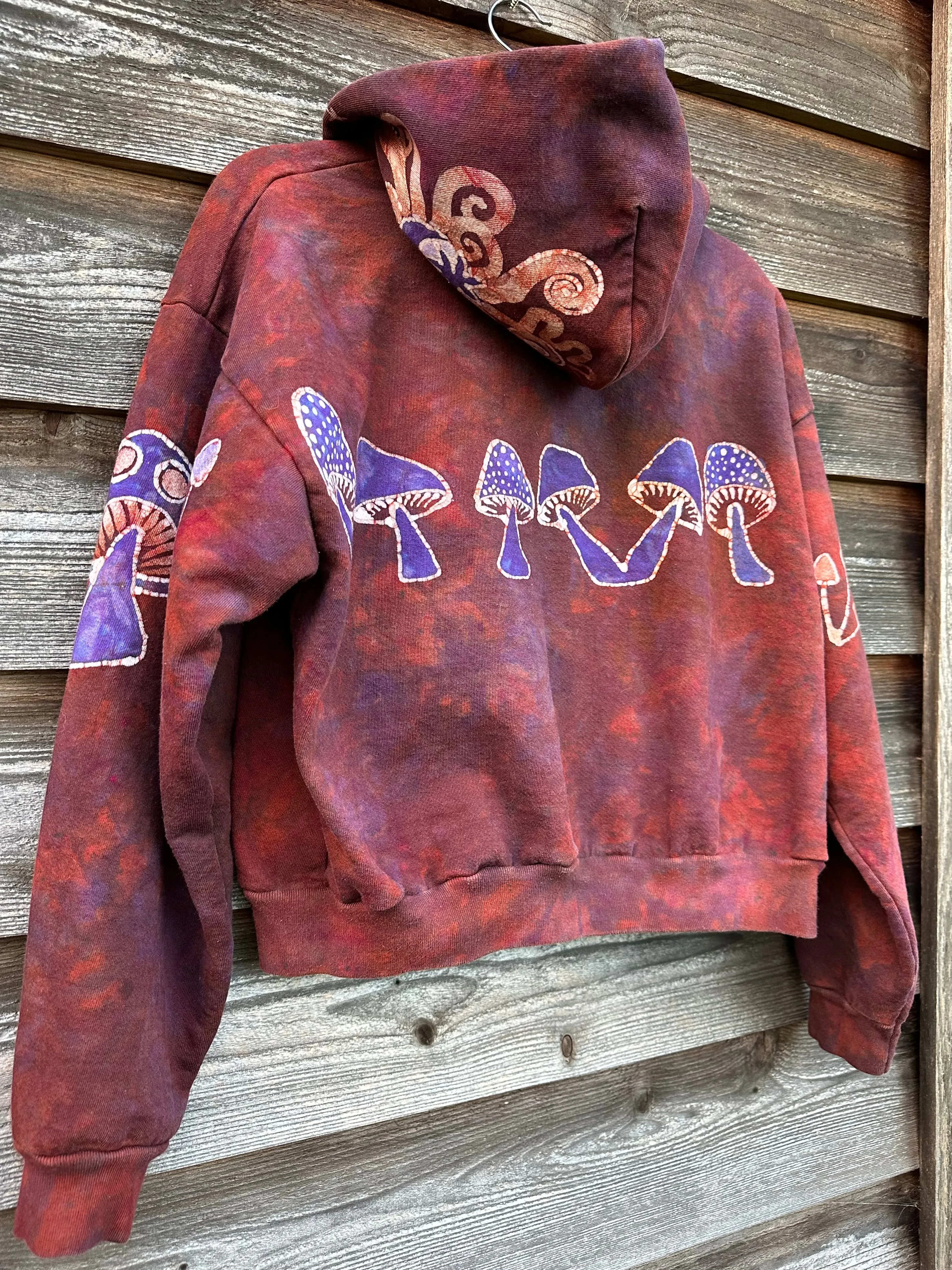 Amanita Mushroom Hunter Batik Hoodie - Naturally Red