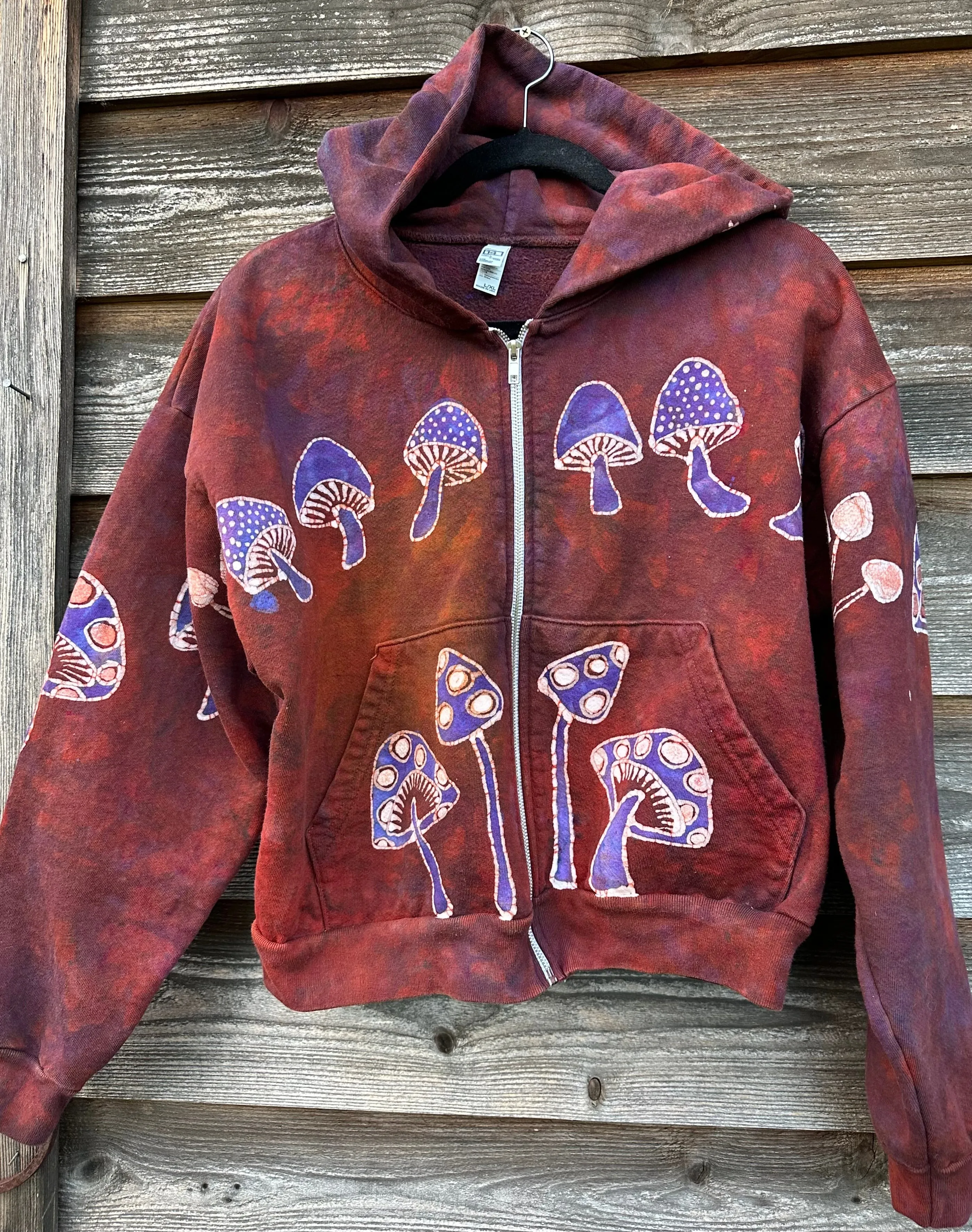 Amanita Mushroom Hunter Batik Hoodie - Naturally Red