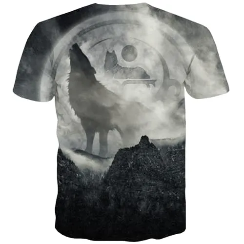 Animal T shirts Men Wolf Tshirts Casual Moon Tshirts Novelty Funny Tshirts Cool Harajuku Shirt Print Short Sleeve Hip hop Men