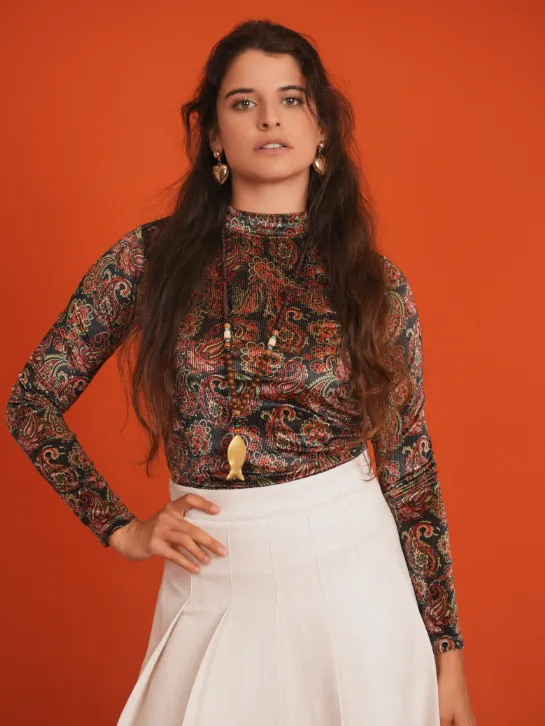 Aspect Paisley Mock Neck Top WB4CPT7077