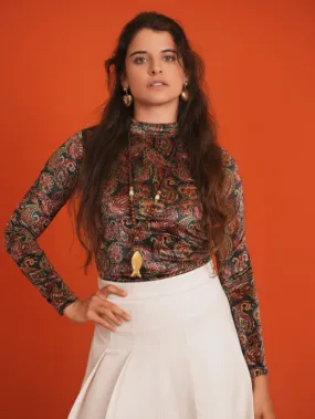 Aspect Paisley Mock Neck Top WB4CPT7077