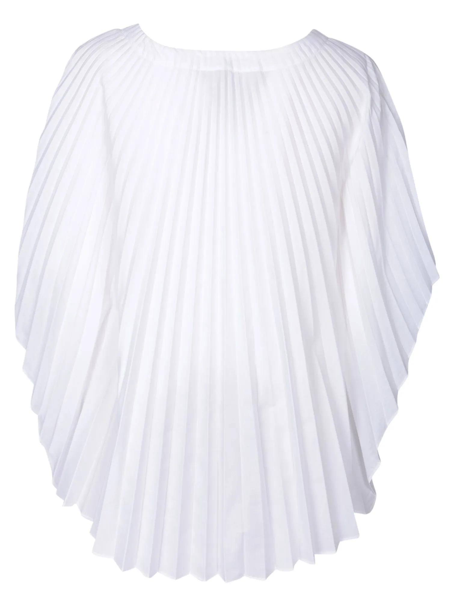Asymmetric Pleated Poplin Tunic White