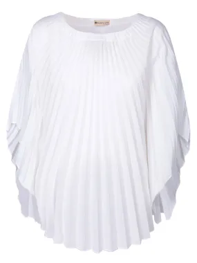 Asymmetric Pleated Poplin Tunic White