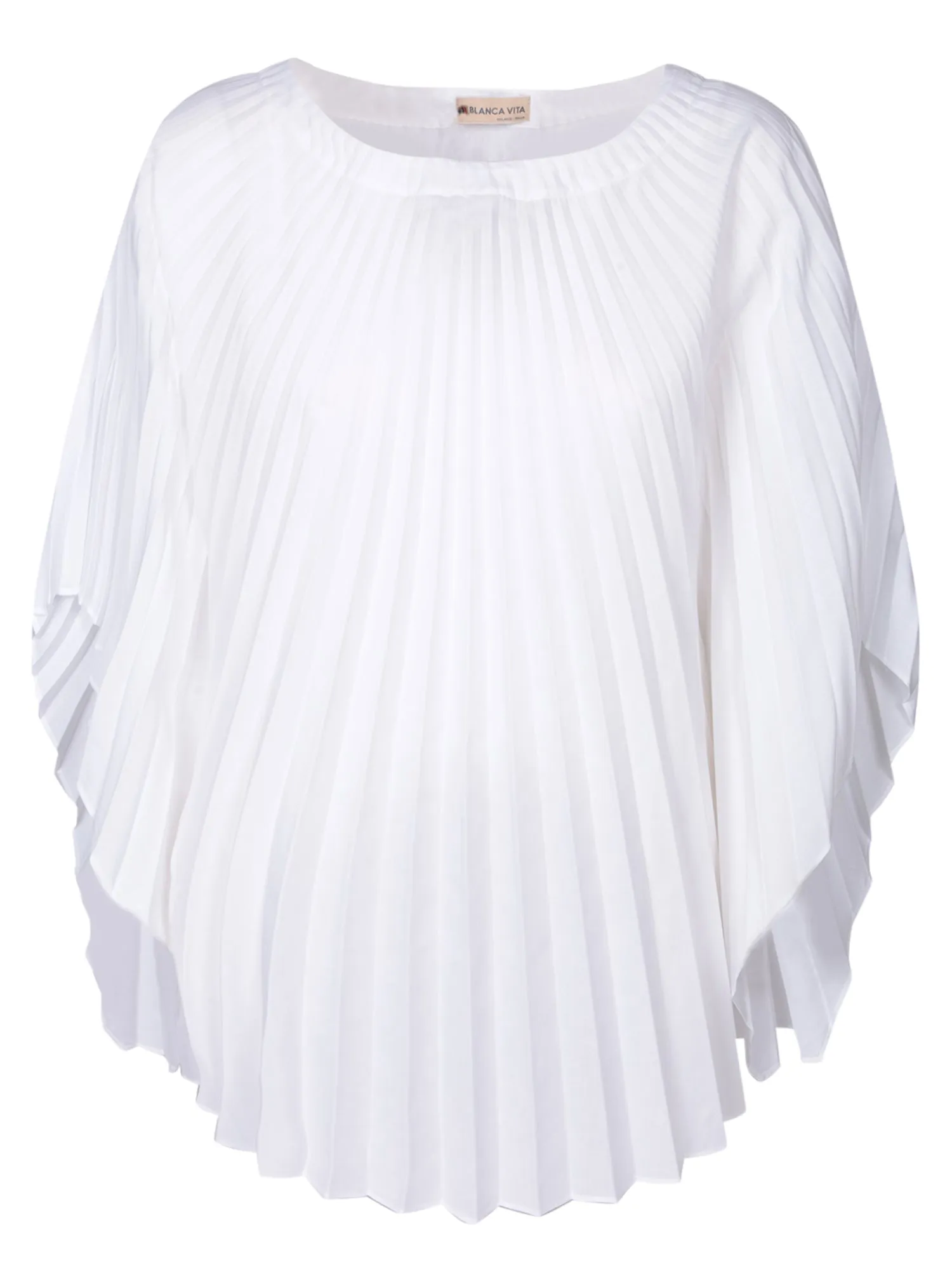 Asymmetric Pleated Poplin Tunic White