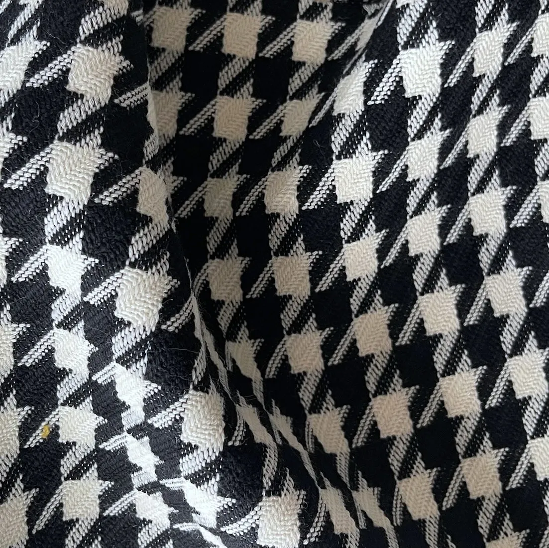 Balenciaga Mid-Weight Black/White Houndstooth Wool & Cotton Blend (Made in Italy)