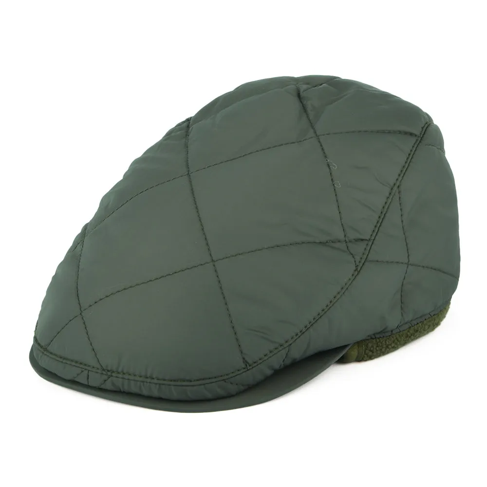 Barbour Hats Burford Quilted Flat Cap With Earflaps - Olive
