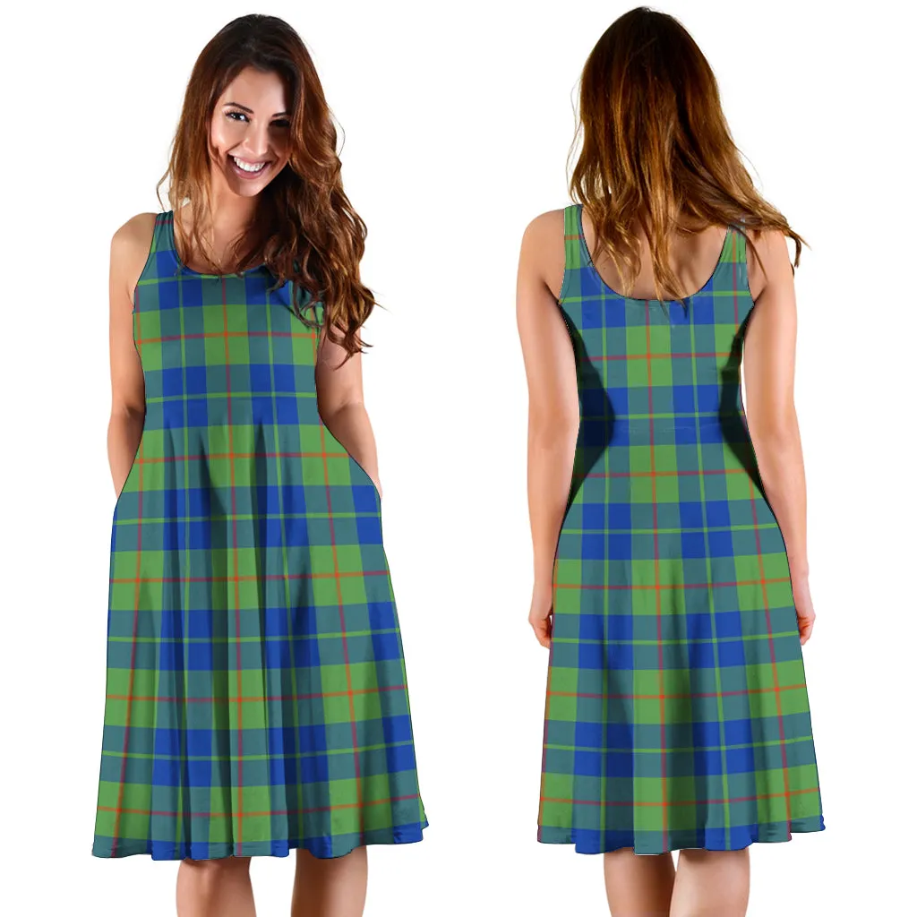 Barclay Hunting Ancient Tartan Sleeveless Midi Womens Dress