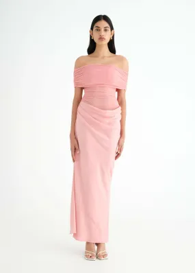 Benni Nico Off Shoulder Maxi Dress in Candyfloss