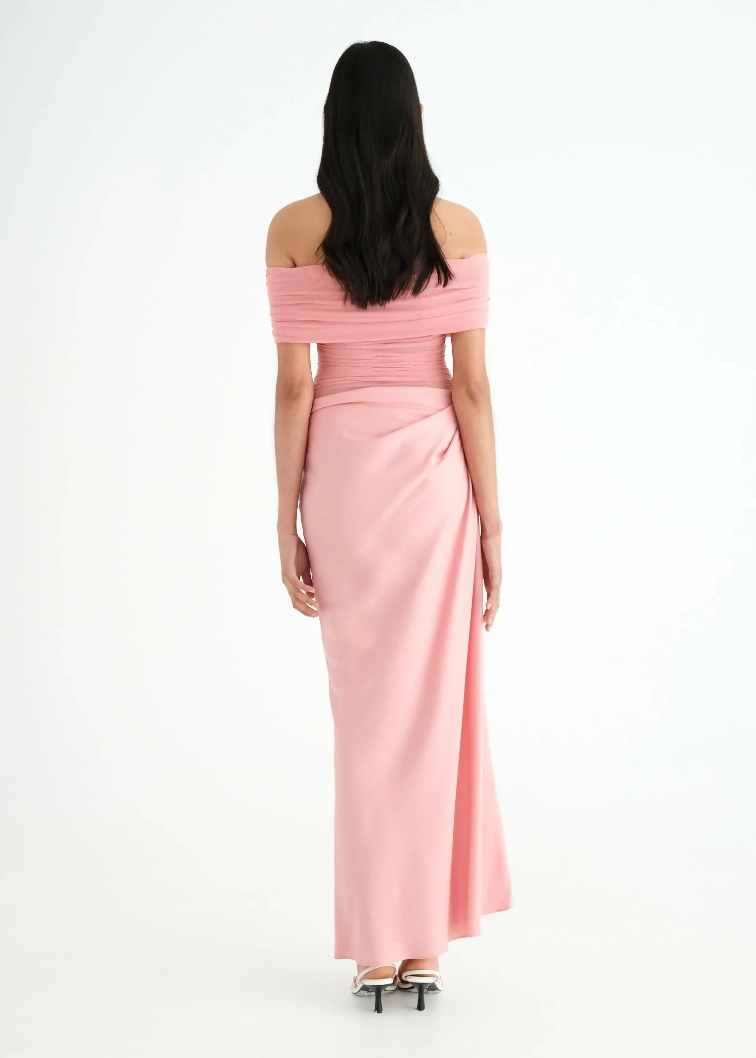Benni Nico Off Shoulder Maxi Dress in Candyfloss