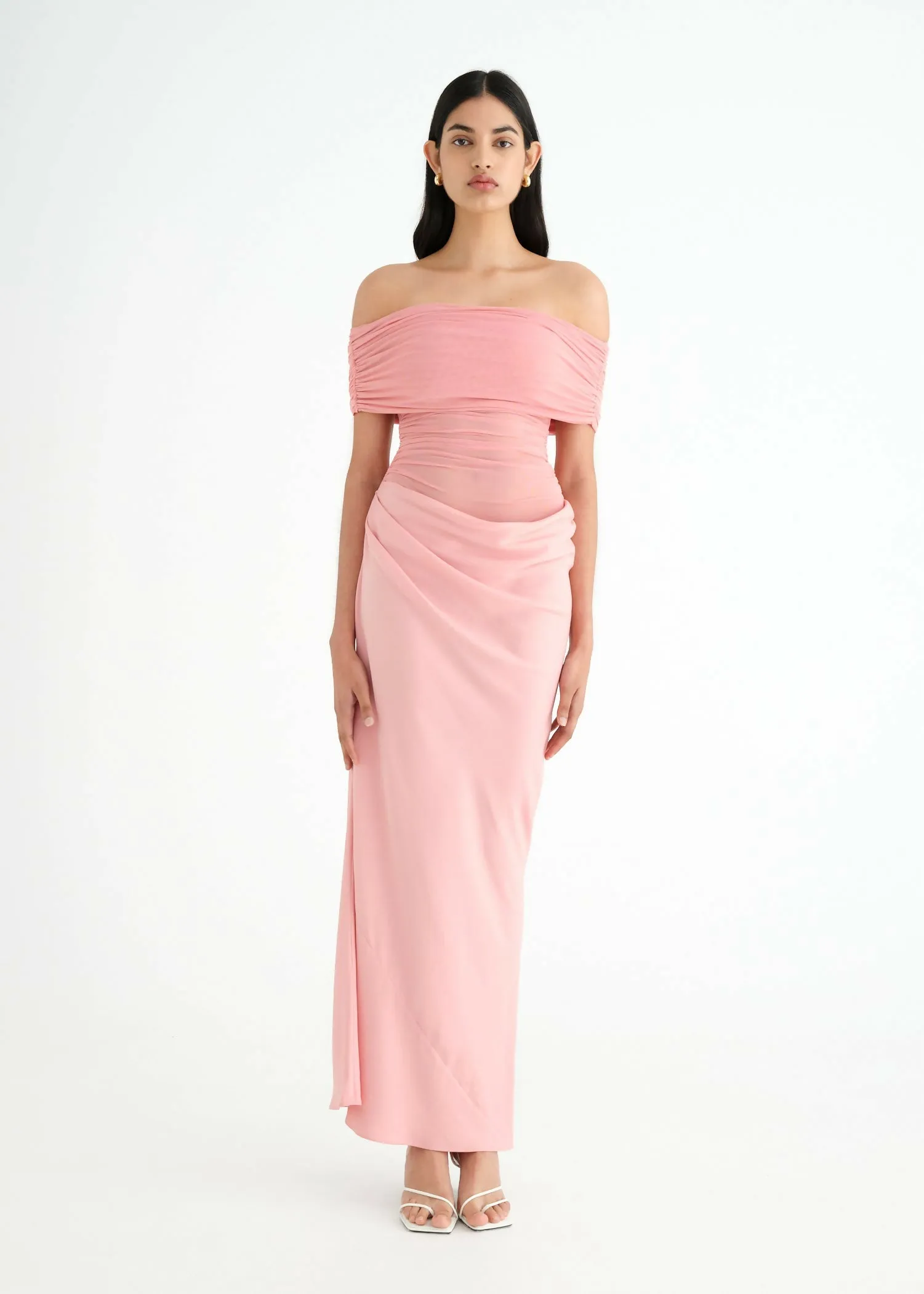 Benni Nico Off Shoulder Maxi Dress in Candyfloss