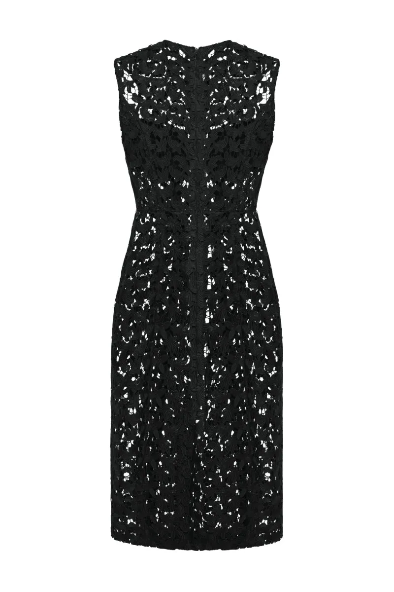 BLACK FLORAL MIDI DRESS