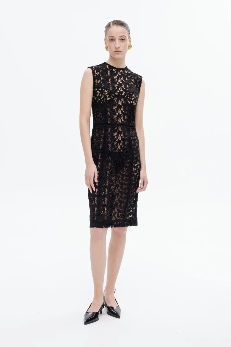 BLACK FLORAL MIDI DRESS