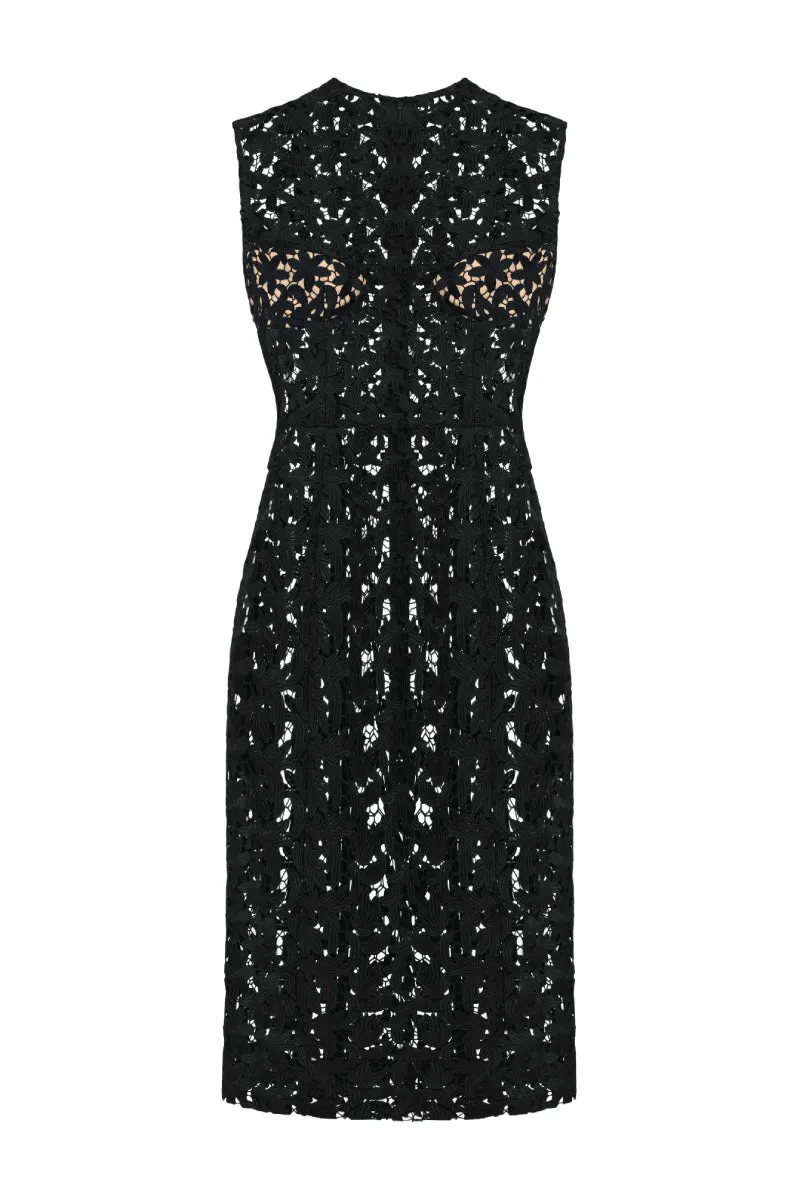 BLACK FLORAL MIDI DRESS