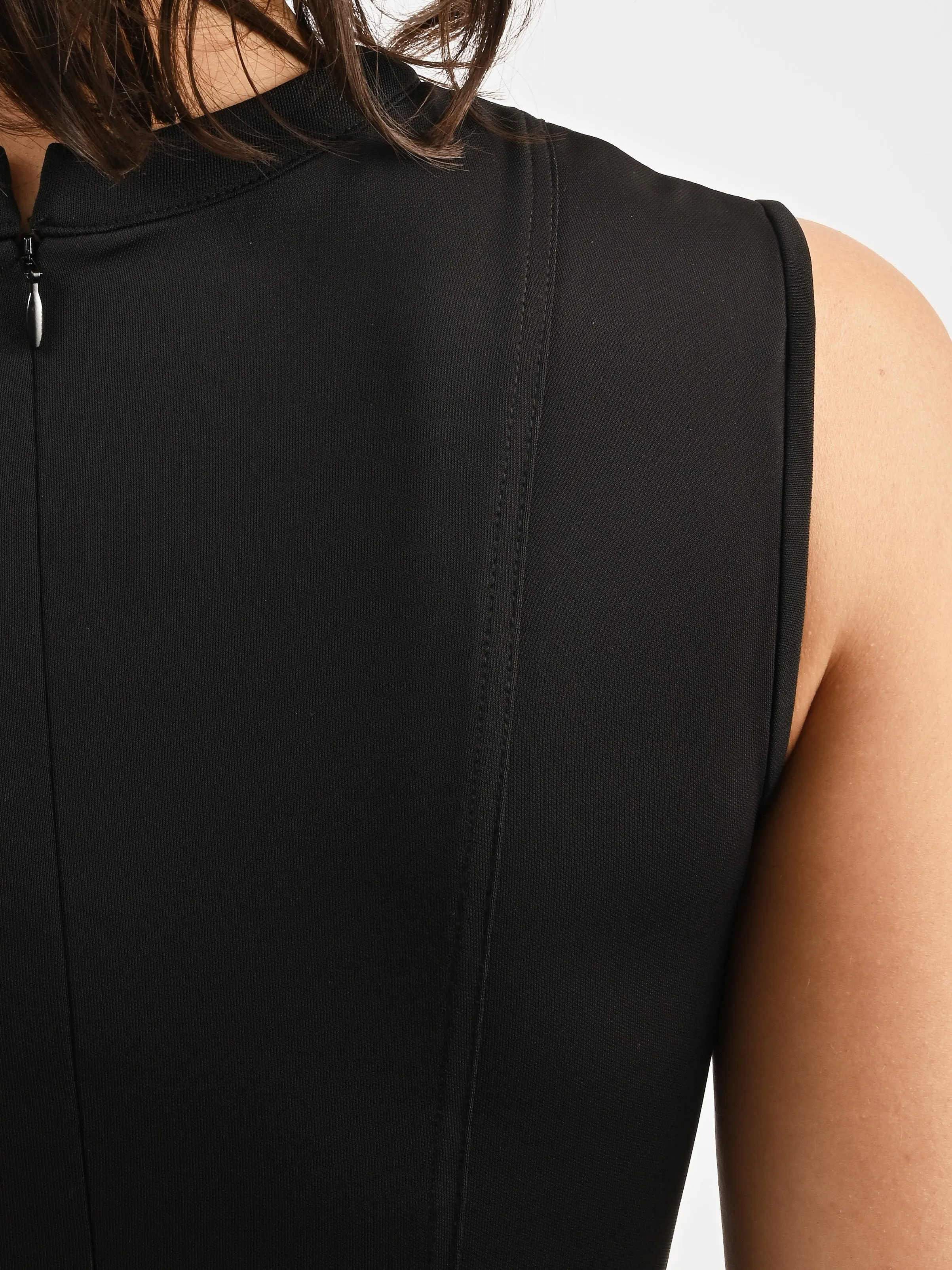 Black Seamed Flared Maxi Dress