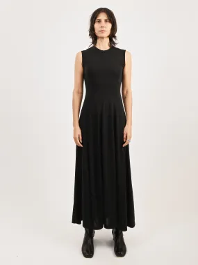 Black Seamed Flared Maxi Dress