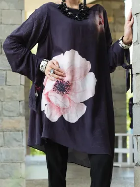Black Silk Viscose Tunic - AWP-LK-291