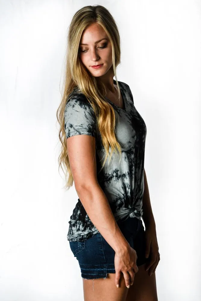 Black Tie Dye V-Neck Tee