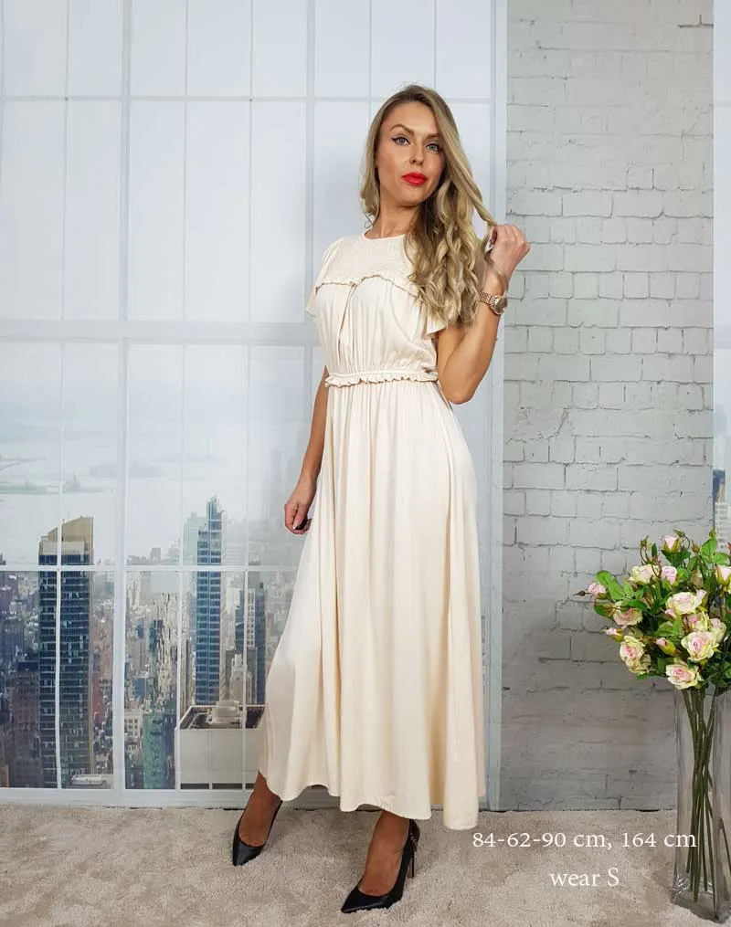 Boho Midi Dress, Ruffle Grace in Blue