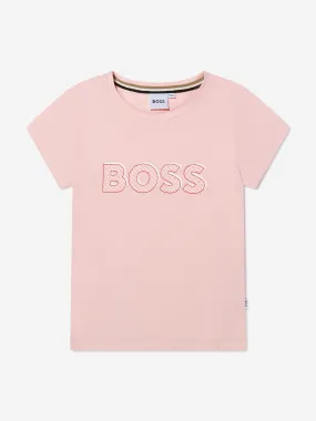 BOSS Girls Logo T-Shirt In Pink