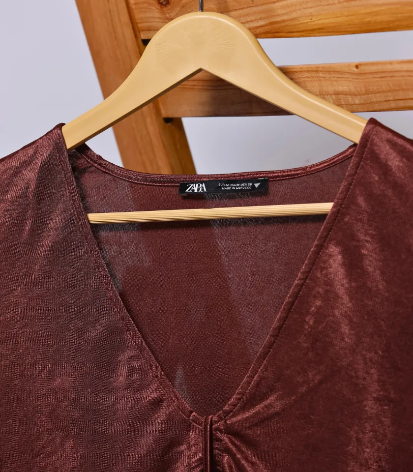 Brown Crop Top by Zara