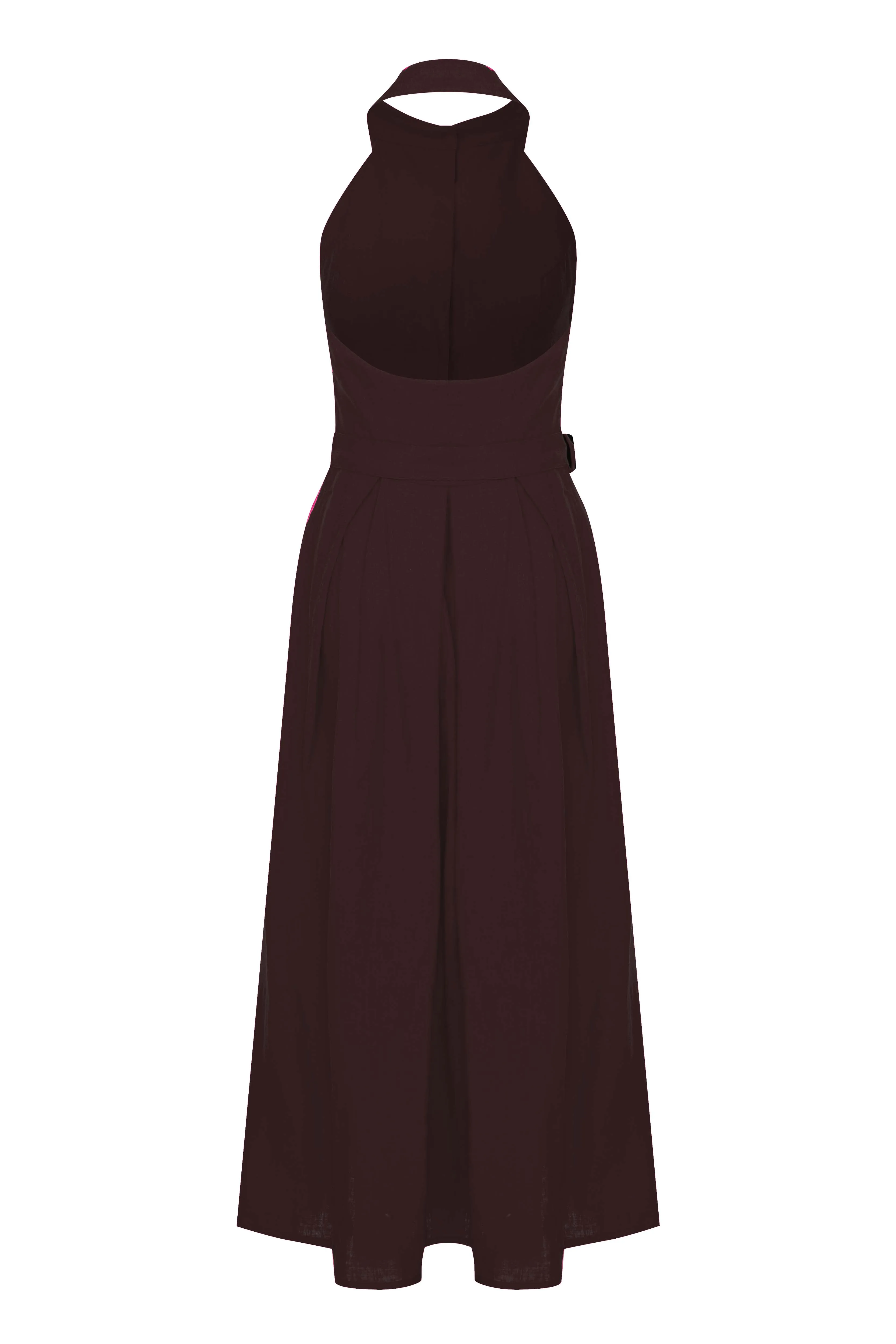 Carrie Linen Midi Dress in Burnt Siena
