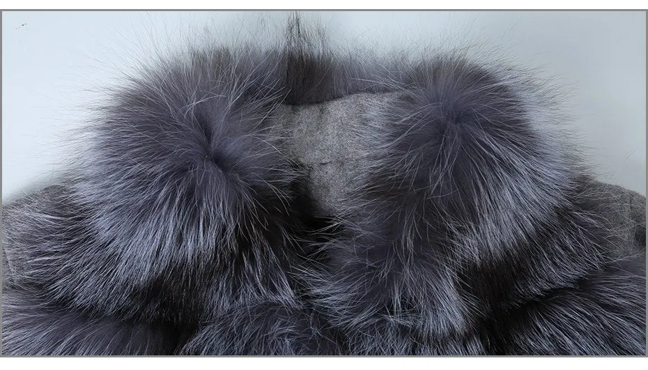 Cashmere With Genuine Real Fox Fur Coat