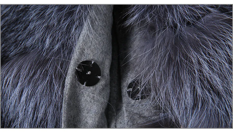 Cashmere With Genuine Real Fox Fur Coat