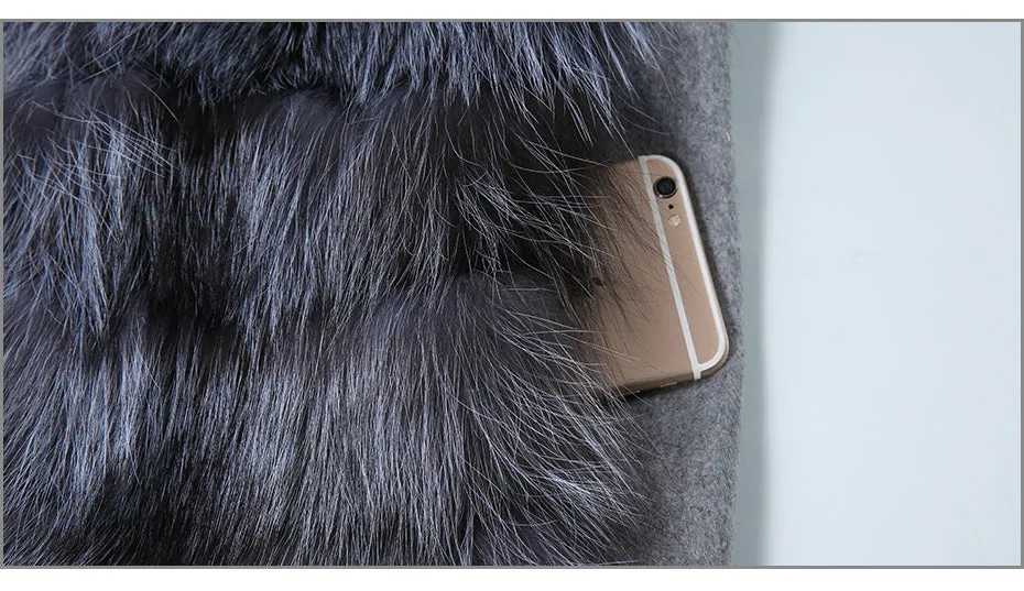 Cashmere With Genuine Real Fox Fur Coat