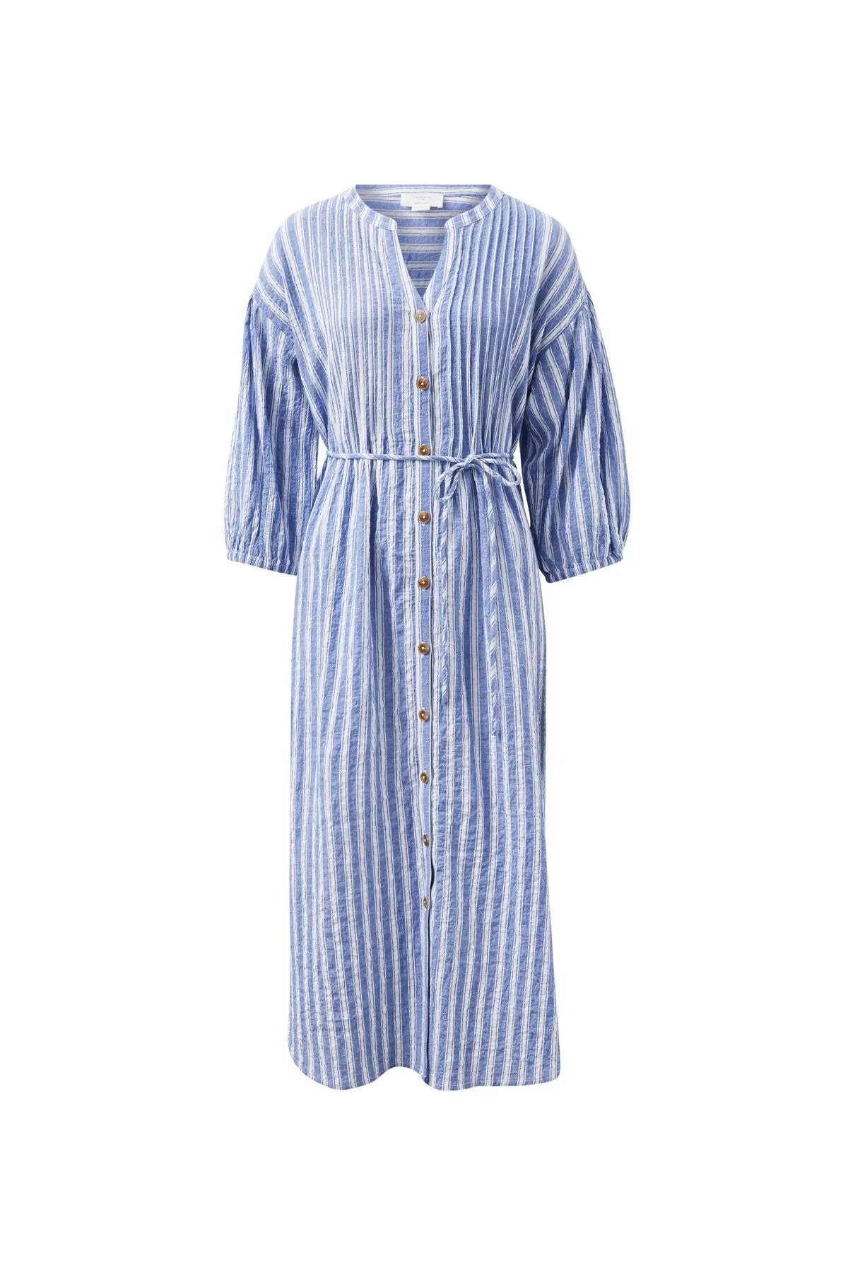 CERES LIFE Crinkle Midi Dress Fresh Cobalt White Stripe