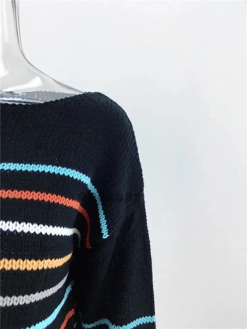 Chic Multicolor Striped Knit Pullover