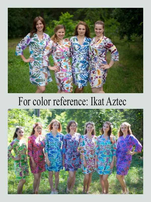Coral Bella Tunic Style Caftan in Ikat Aztec Pattern