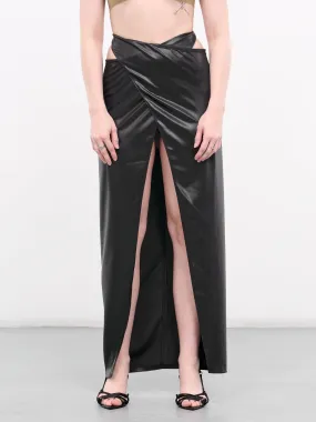 Crinkle Satin Wrap Skirt (WV16-ONYX)