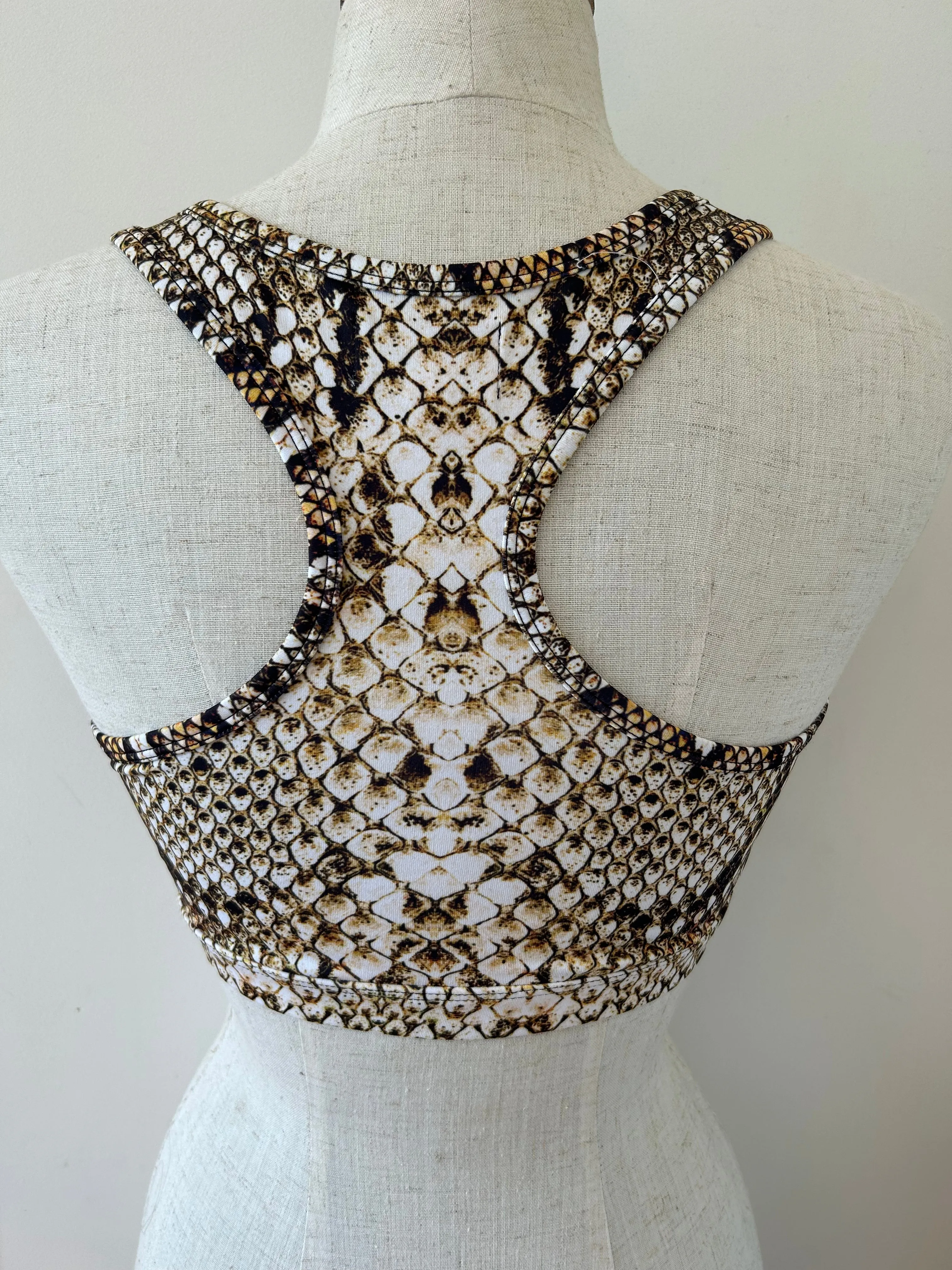Cropped racer back top brown snake