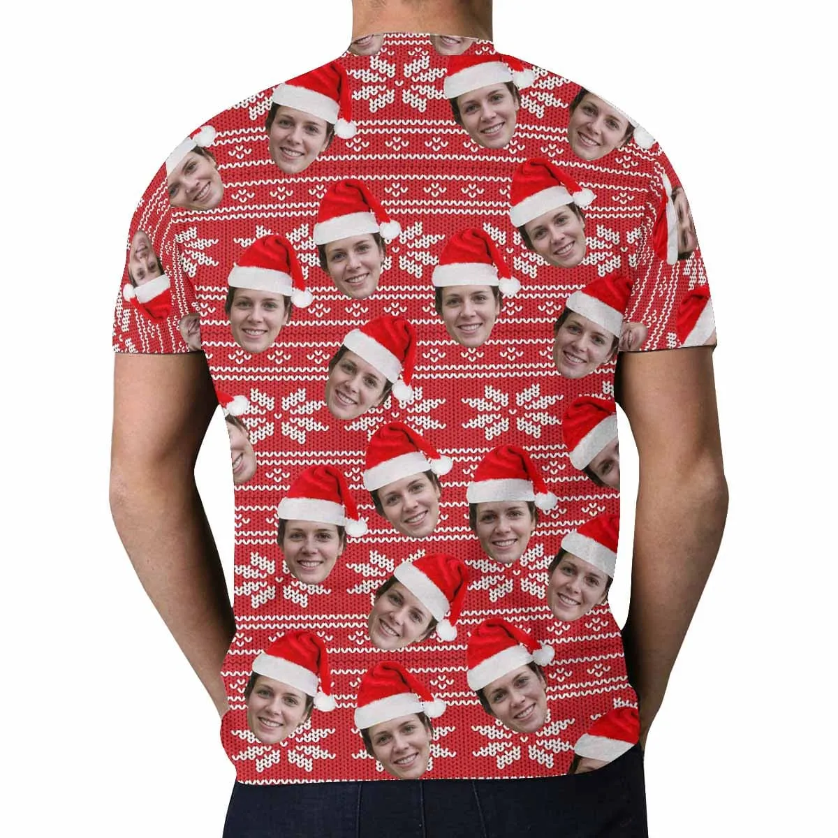 Custom Face Christmas Shirt Personalized My Face on Men's All Over Print T-shirt for Boyfriend
