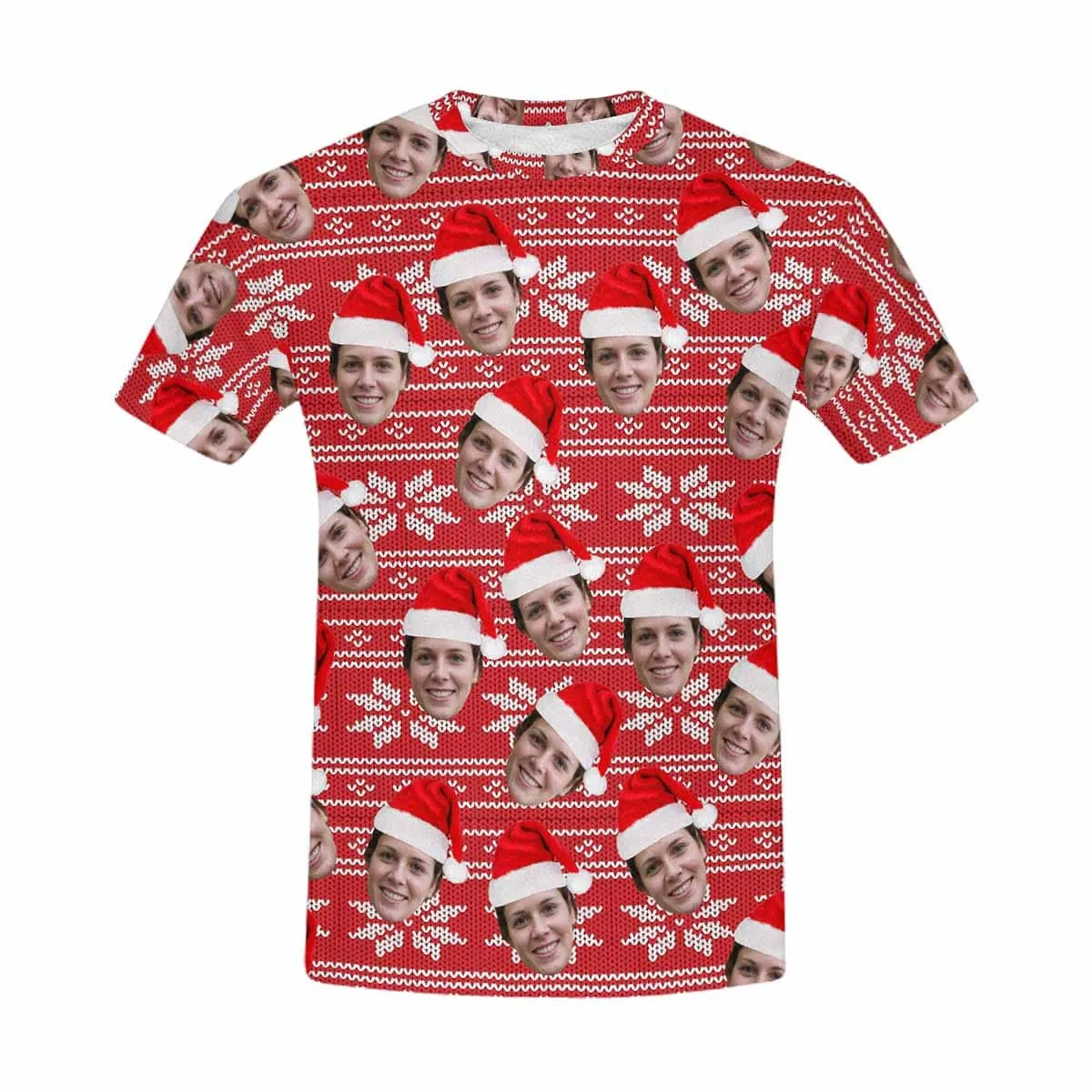 Custom Face Christmas Shirt Personalized My Face on Men's All Over Print T-shirt for Boyfriend