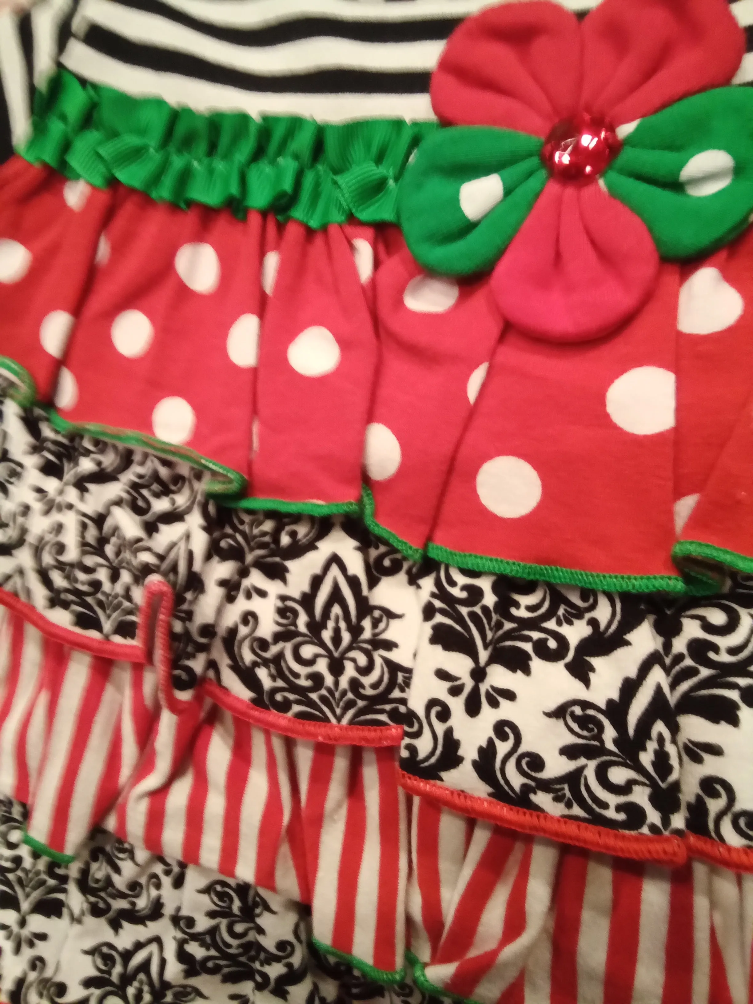 Damask Stipes & Dots Layered Christmas Tunic and Leggings | Bonnie Baby | Bonnie Jean