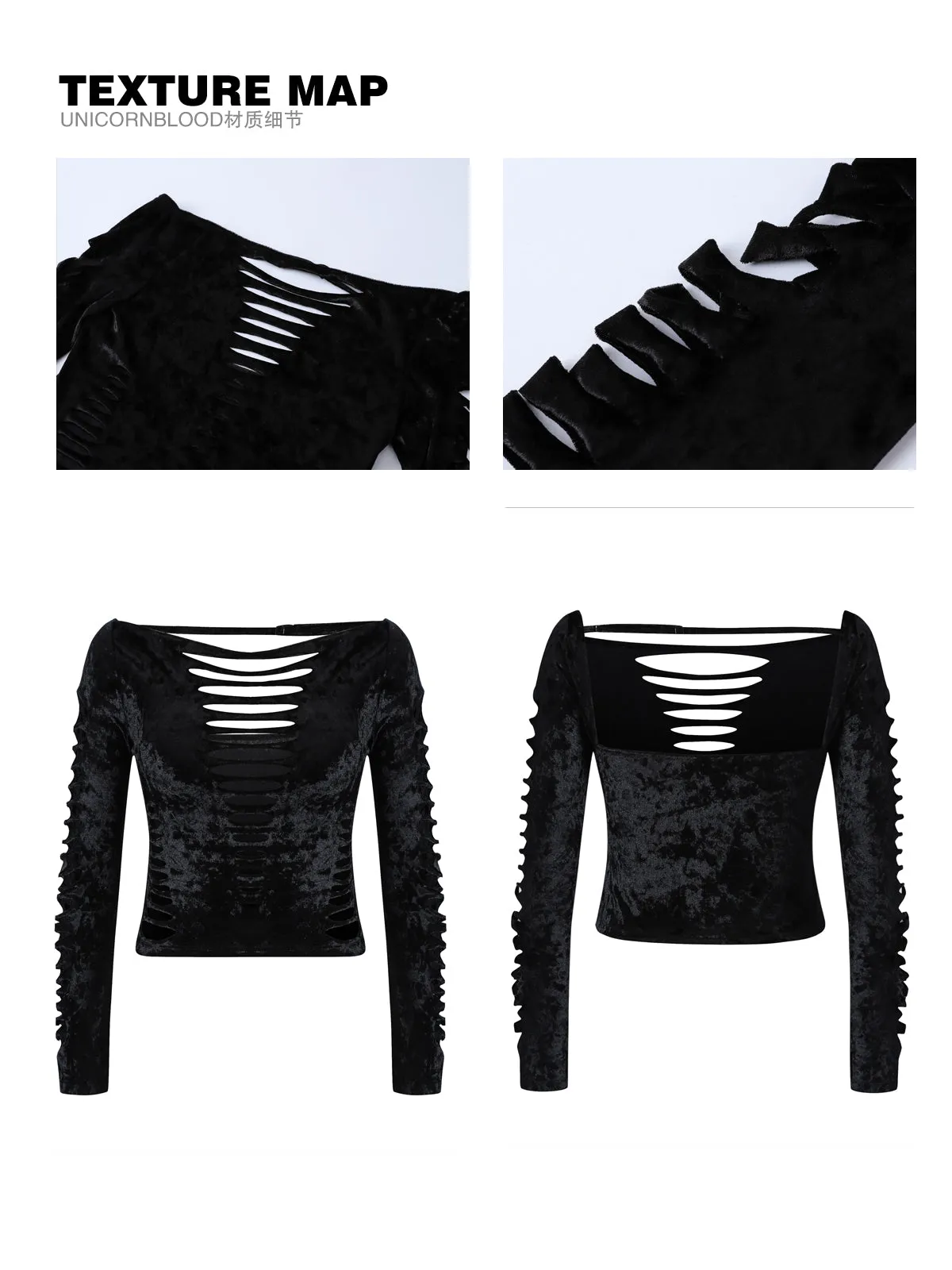 Dayami Unicorn Blood Solid Color Off The Shoulder Cut Out Long Sleeve Cropped Top