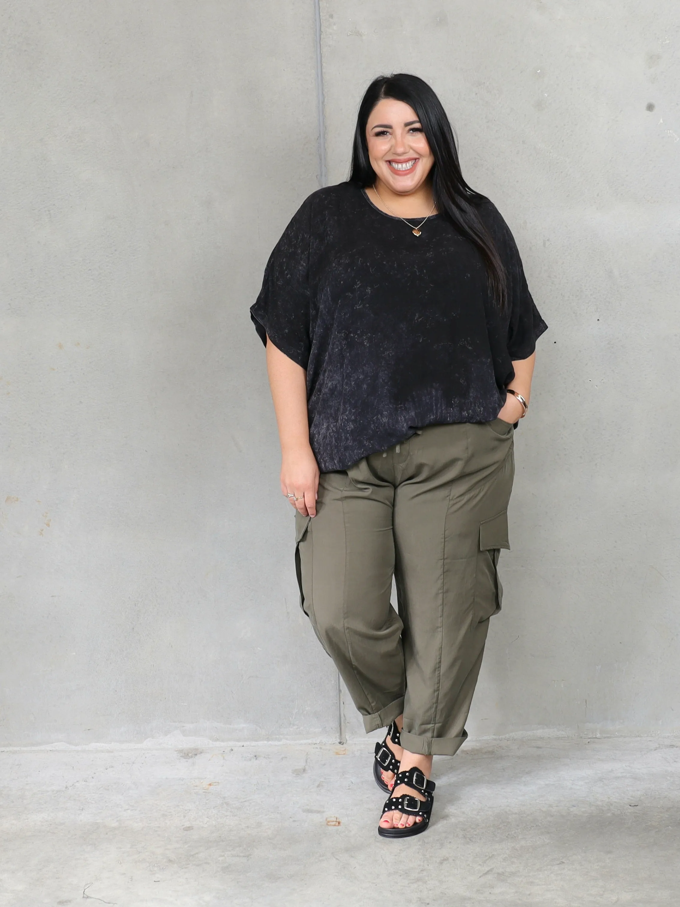 Drape Top - Stonewash Black