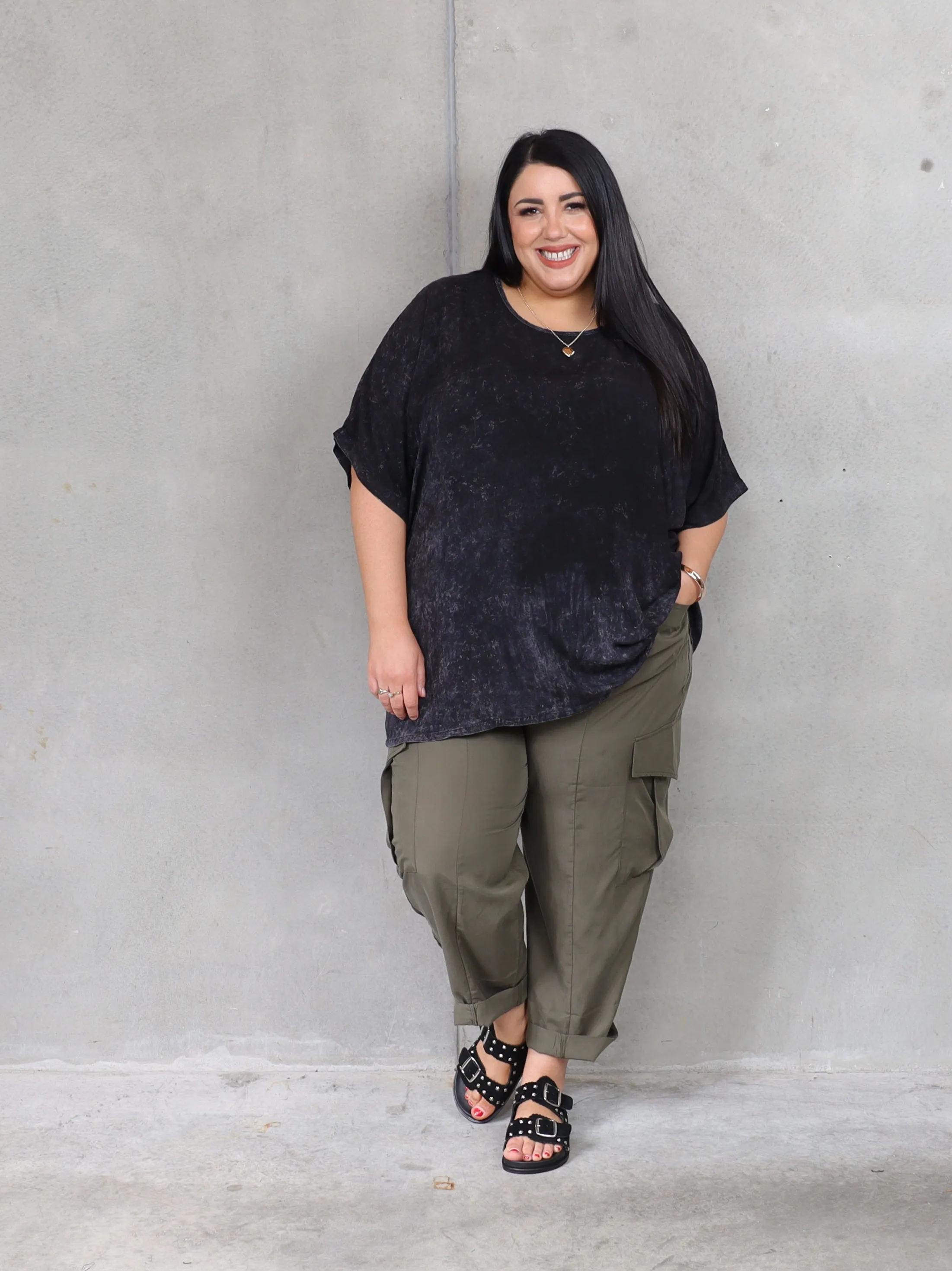 Drape Top - Stonewash Black