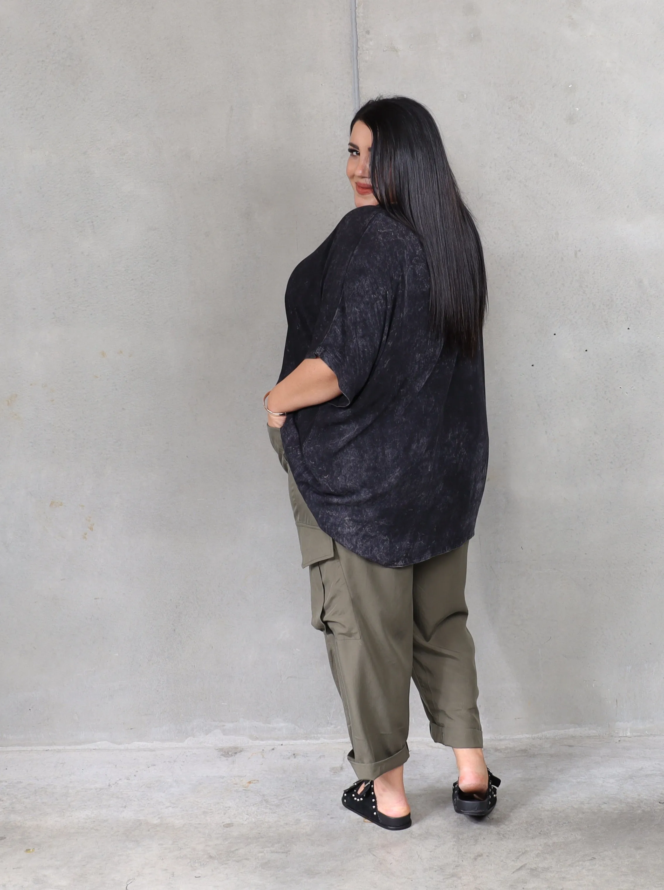Drape Top - Stonewash Black
